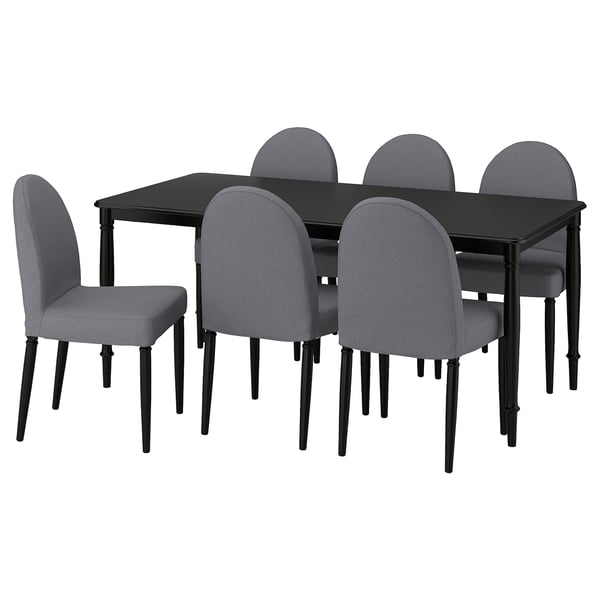 DANDERYD / DANDERYD Table and 6 chairs, black/Vissle grey, 180 cm