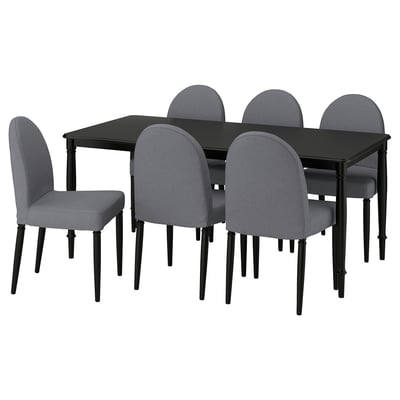 DANDERYD / DANDERYD Table and 6 chairs, black/Vissle grey, 180 cm