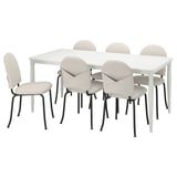 DANDERYD / EBBALYCKE Table and 6 chairs, white/Idekulla beige, 180 cm
