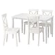 DANDERYD / INGOLF Table and 4 chairs, white/white, 130 cm