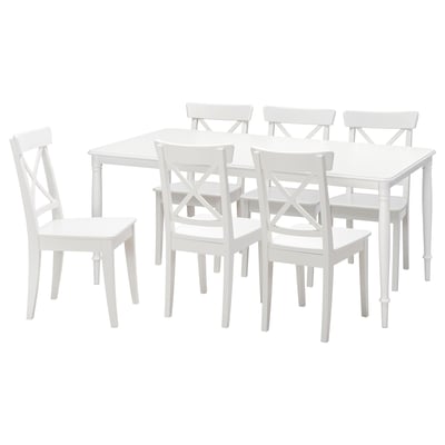 DANDERYD / INGOLF Table and 6 chairs, white/white, 180 cm