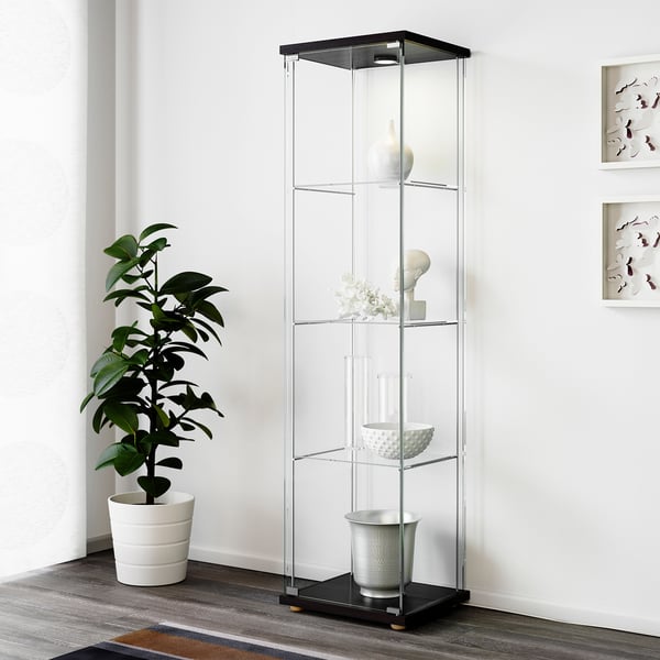 Detolf Glass Door Cabinet Black Brown 43x163 Cm Ikea