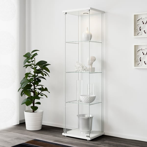 Detolf Glass Door Cabinet White 43x163 Cm Ikea