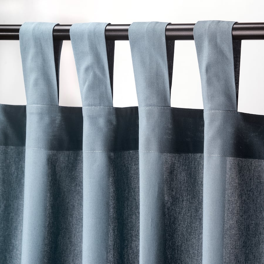 DITTE curtains with tiebacks, 1 pair, light blue, 145x150 cm (57x59