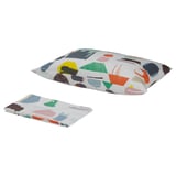 DOFTKLINT Flat sheet and pillowcase, white/multicolour, 150x260/50x80 cm