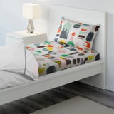 DOFTKLINT Flat sheet and pillowcase, white/multicolour, 150x260/50x80 cm