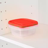 DRAKFISK Food container, transparent/red, 230 ml