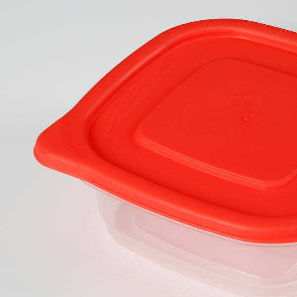 DRAKFISK Food container, transparent/red, 230 ml
