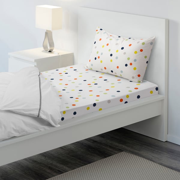 DRÖMLAND Flat sheet and pillowcase, multicolour, 150x250/50x80 cm