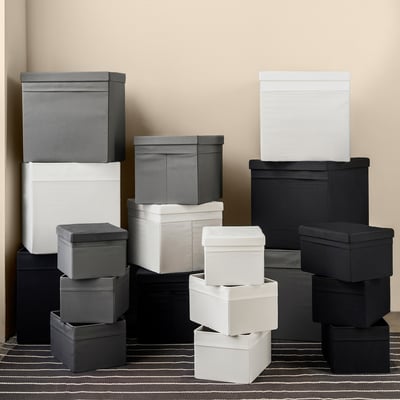 Post Box Pe DRÖNA box with lid, dark grey, 26x36x25 cm (10 ¼x14 ¼x9 ¾