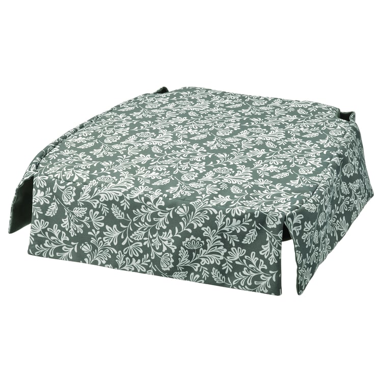DVÄRGDUNÖRT chair pad, green/white, 42/35x42x4 cm (17/14x17x15/8") IKEA