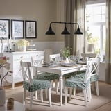 DVÄRGDUNÖRT Chair pad, green/white, 42/35x42x4 cm