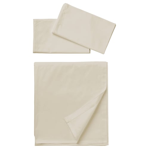 DVALA Flat sheet and 2 pillowcase, beige, 240x260/50x80 cm