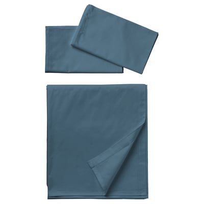 DVALA Flat sheet and 2 pillowcase, blue, 240x260/50x80 cm