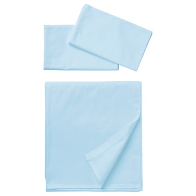 DVALA Flat sheet and 2 pillowcase, light blue, 240x260/50x80 cm