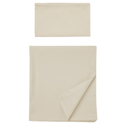 DVALA Flat sheet and pillowcase, beige, 150x260/50x80 cm