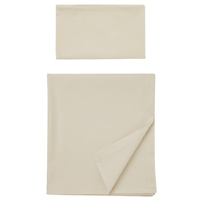 DVALA Flat sheet and pillowcase, beige, 150x260/50x80 cm