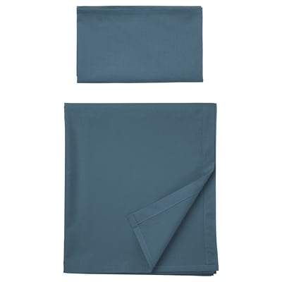 DVALA Flat sheet and pillowcase, blue, 150x260/50x80 cm