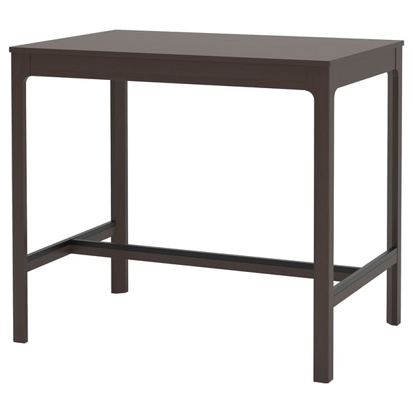 Image shows an EKEDALEN dark brown square bar table with clean lines and a sturdy build, ideal for casual seating.
