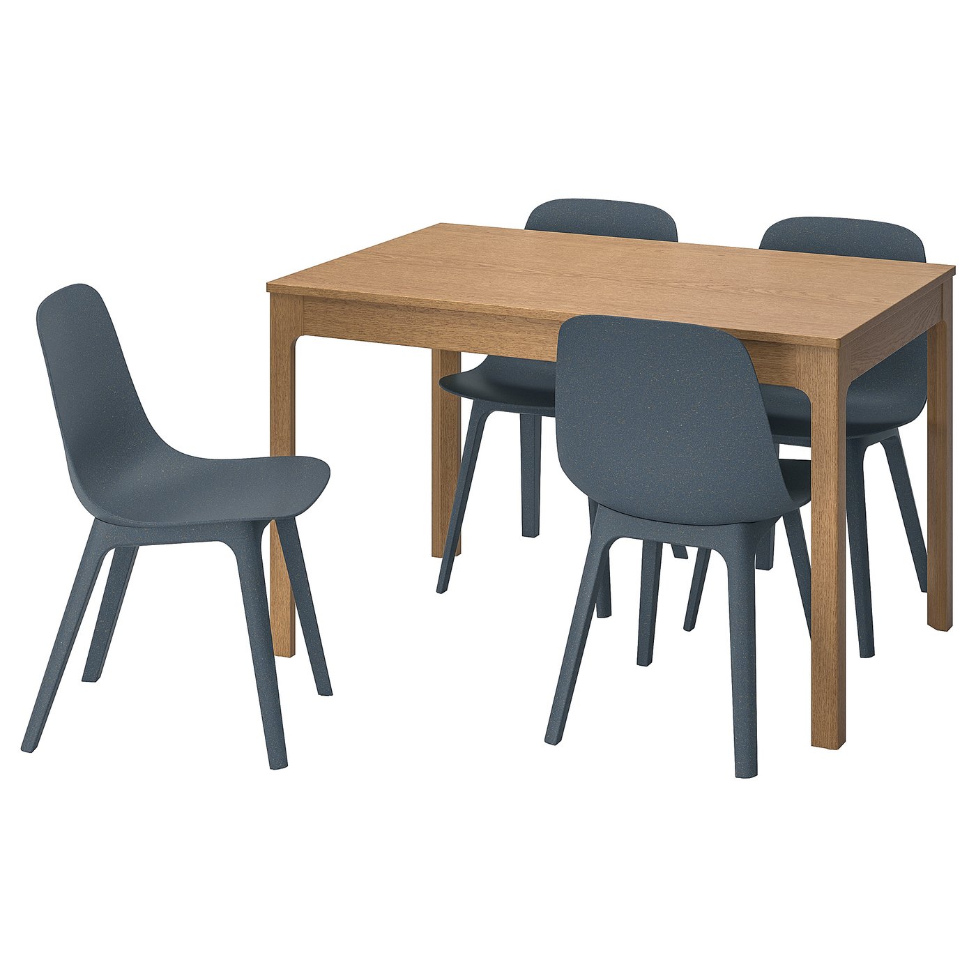 EKEDALEN / ODGER Table and 4 chairs, oak/blue, 120/180 cm (471/4/707/8