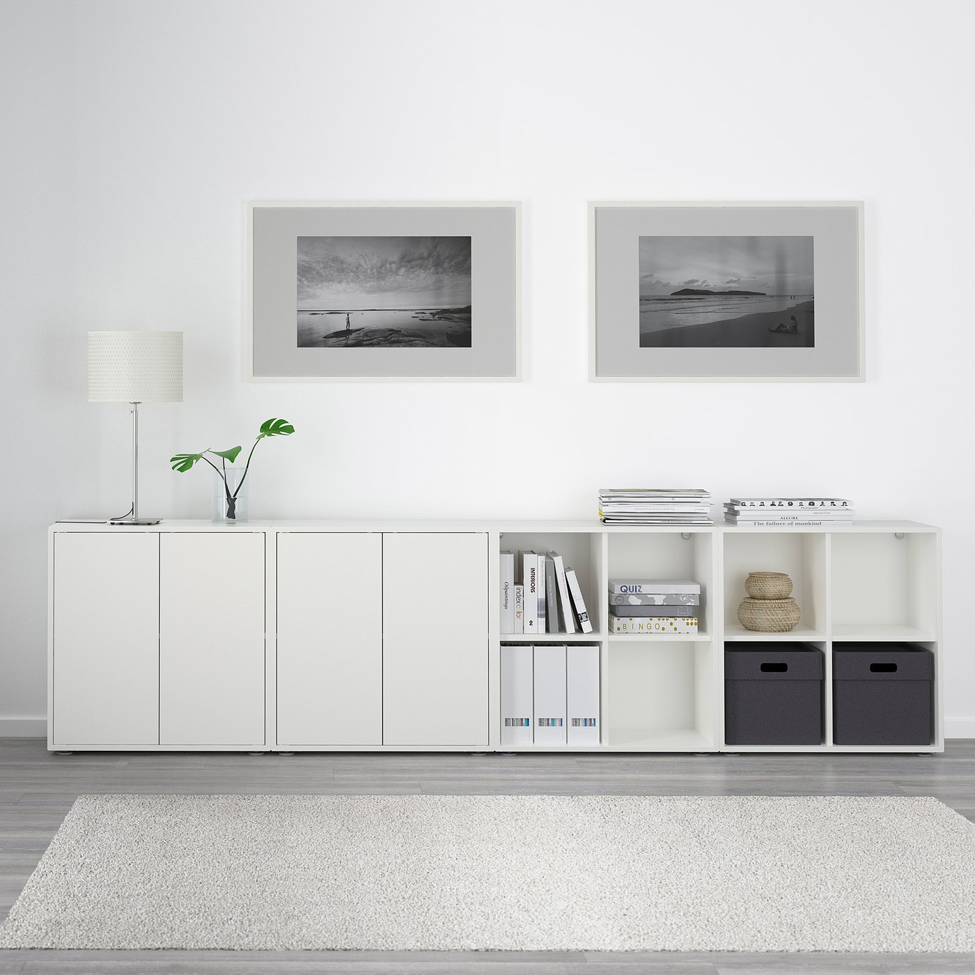 EKET cabinet combination with feet, white, 280x35x72 cm (1101 