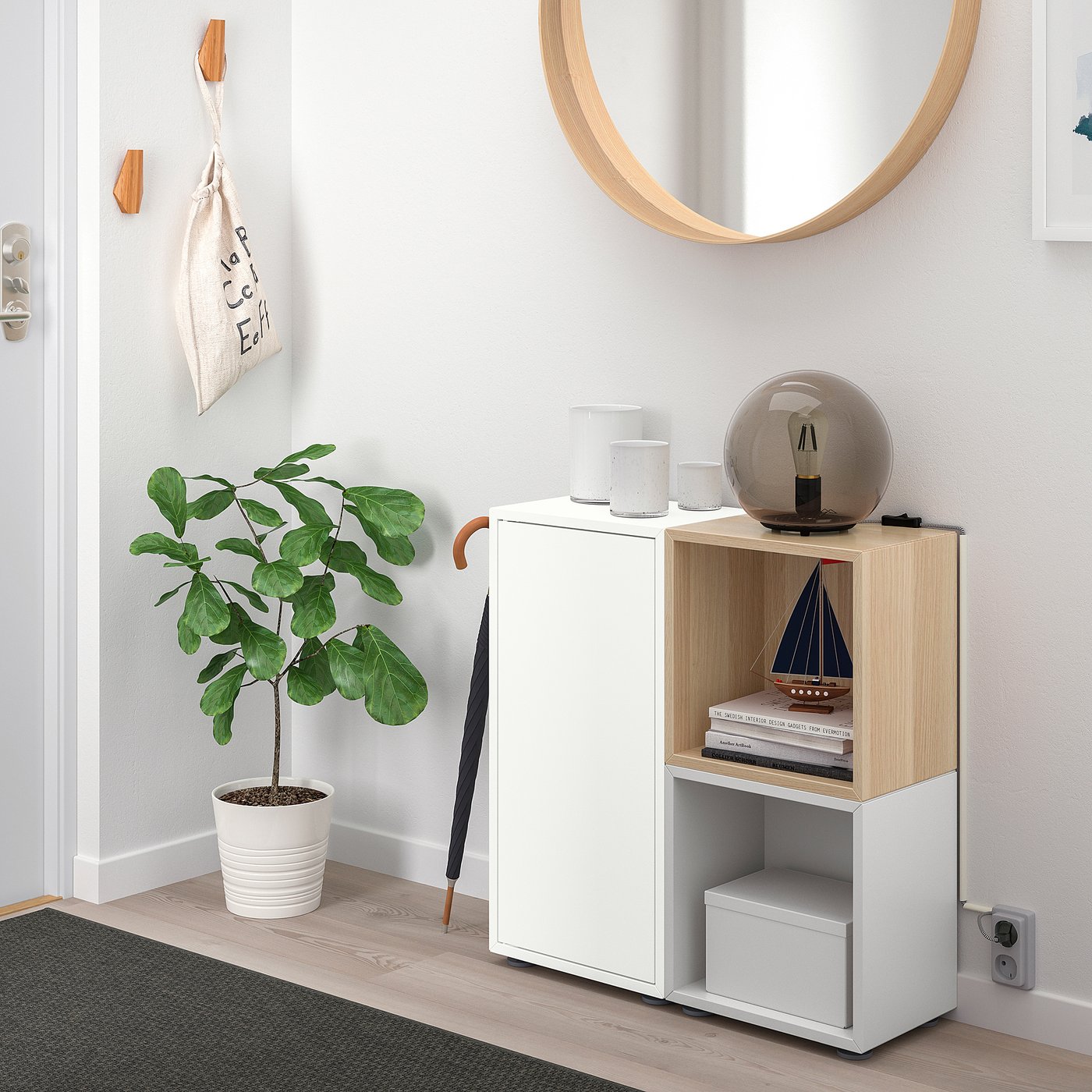 EKET combination with feet, white/light grey
