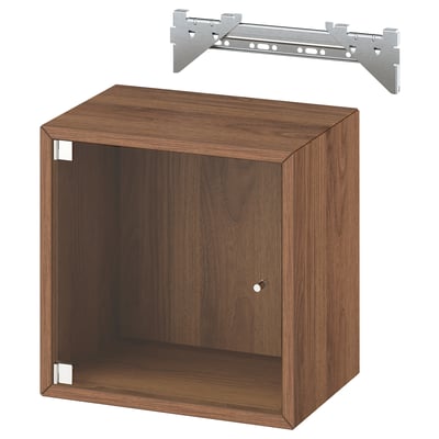 EKET Wall cabinet with glass door, brown walnut effect, 35x25x35 cm