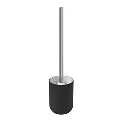 EKOLN black toilet brush, modern sleek design, cylindrical base, stainless steel handle.