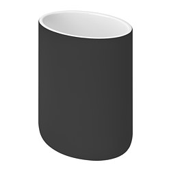 Black cylindrical toothbrush holder. Smooth curves, stoneware with polyurethane.