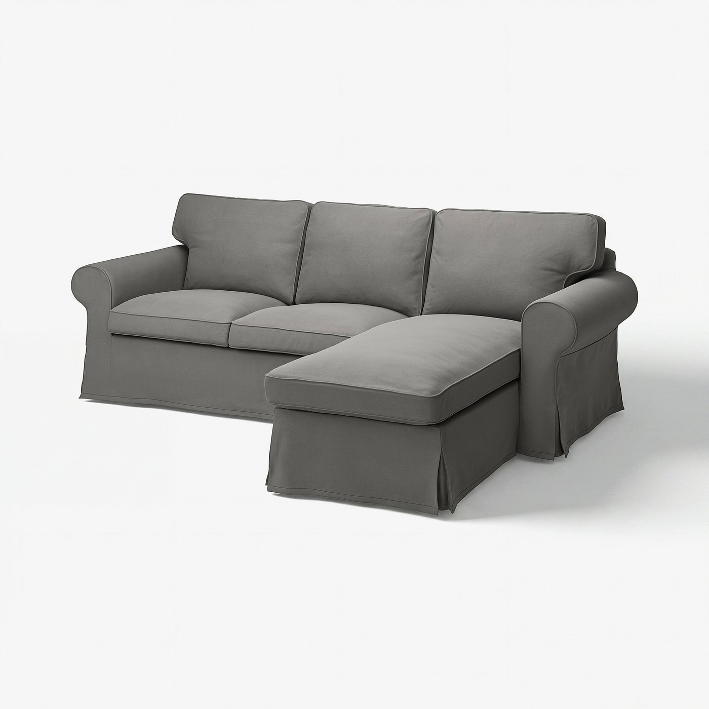 EKTORP 3-seat sofa with chaise longue, Hakebo dark grey