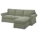 EKTORP 3-seat sofa with chaise longue, Hakebo grey-green