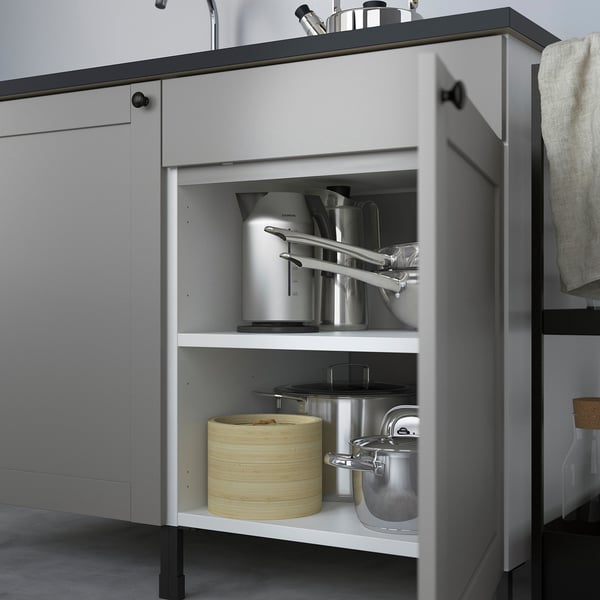 ENHET Base cabinet for hob w door, white/grey frame, 60x62x75 cm