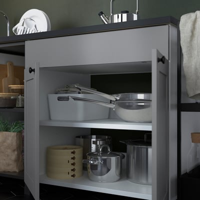 ENHET Base cabinet for hob w door, white/grey frame, 80x62x75 cm