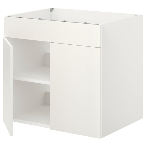 White ENHET kitchen cabinet, sleek design, base for hob, open shelf, modern style.