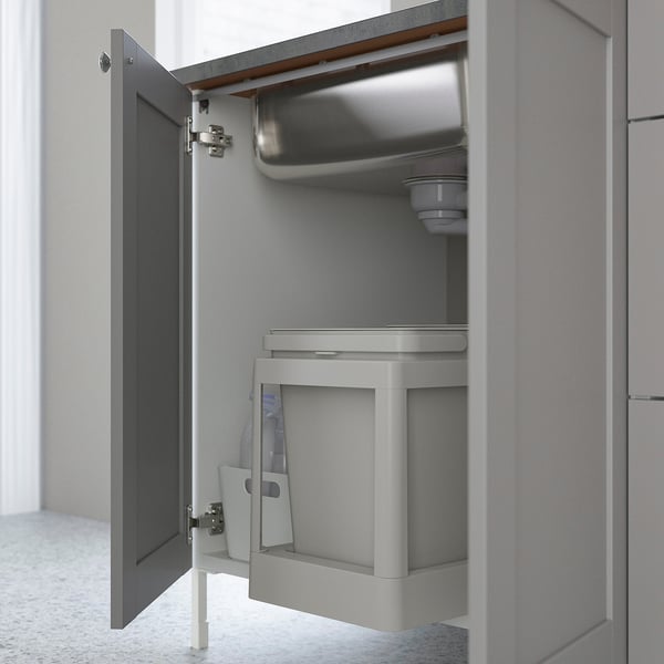 ENHET Base cabinet for sink w doors, white/grey frame, 80x62x75 cm