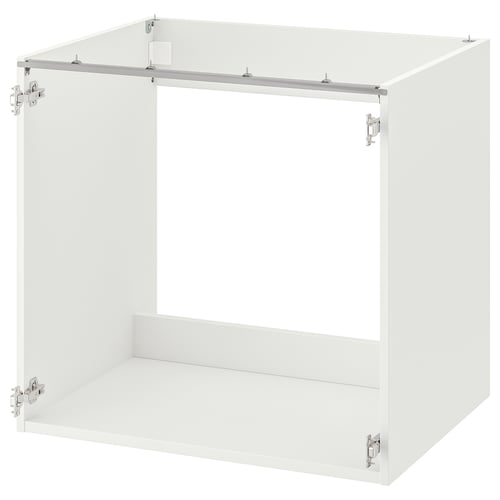 White ENHET kitchen cabinet with sink and tap, modern design.