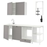 ENHET Kitchen, white/grey frame, 223x63.5x216.5 cm