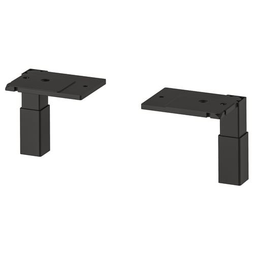 Black ENHET kitchen cabinet legs, metal, adjustable heights.