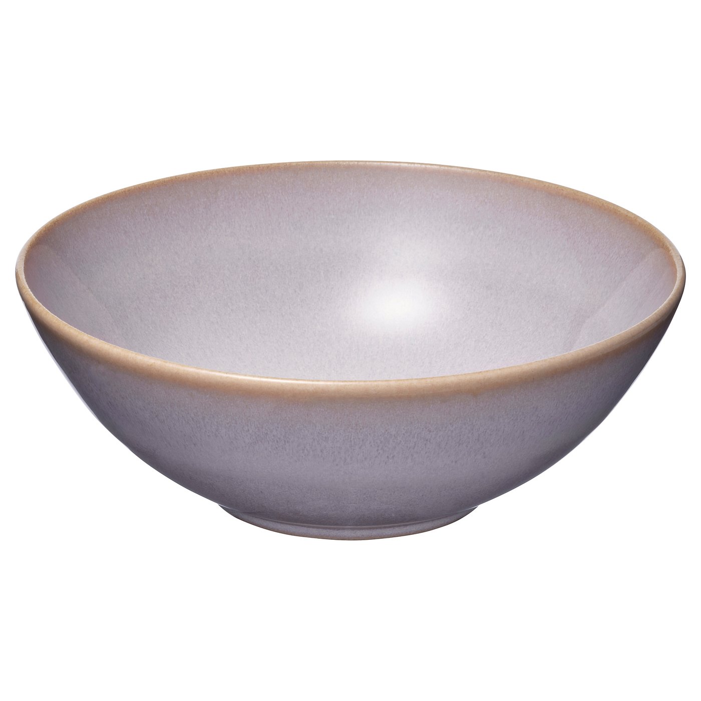 A lone lavender-hued stoneware bowl with a smooth, matt glazed finish and a rustic, handcrafted appearance.