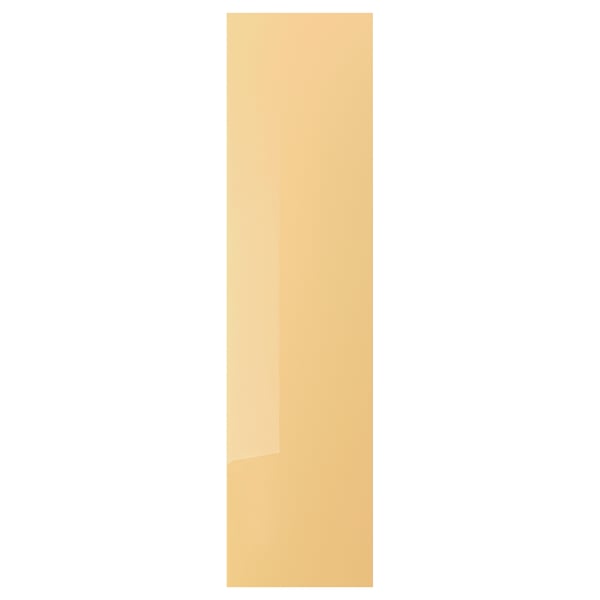 FARDAL Door with hinges, high-gloss yellow, 50x195 cm