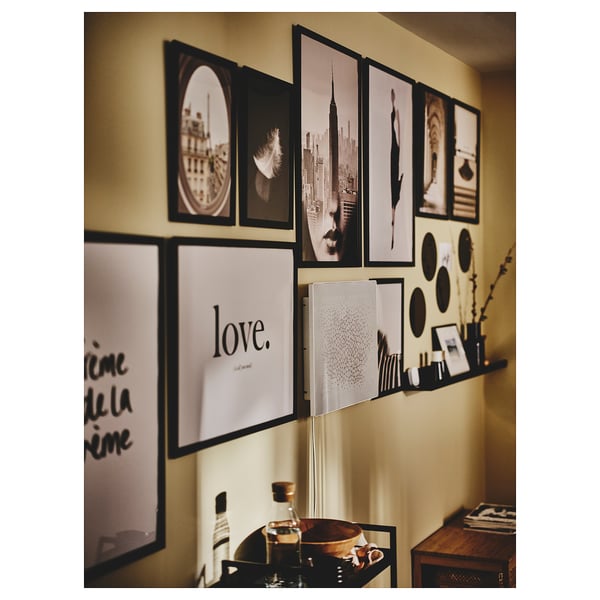 FISKBO Frame with poster, set of 9, crème de la crème