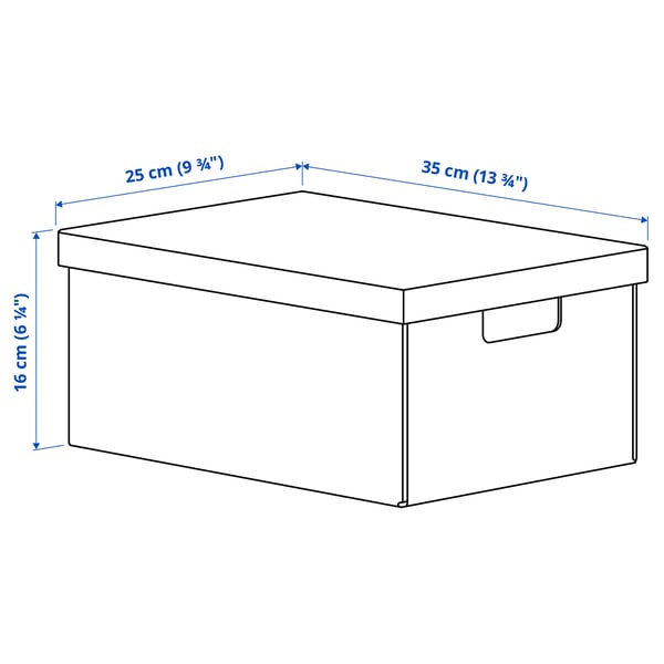 FJÄDERHARV Storage box with lid, anthracite, 25x35x16 cm