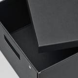 FJÄDERHARV Storage box with lid, anthracite, 25x35x16 cm