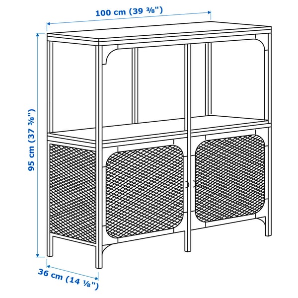 FJÄLLBO TV storage combination, black, 250x36x95 cm