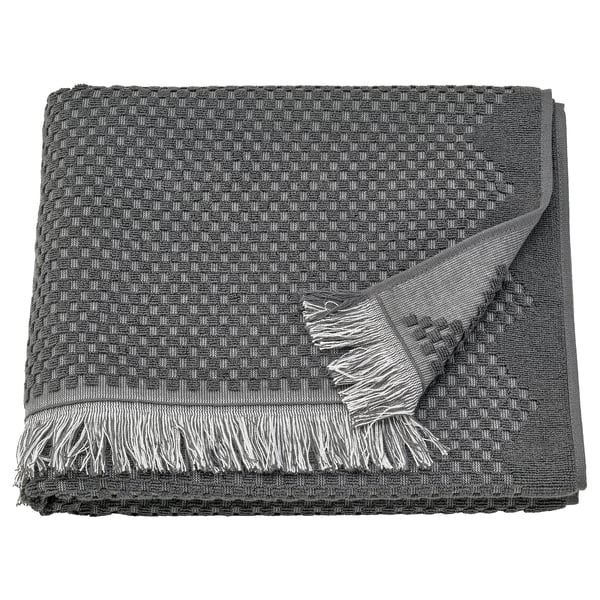 FJÄLLSTARR Bath towel, dark grey, 70x140 cm