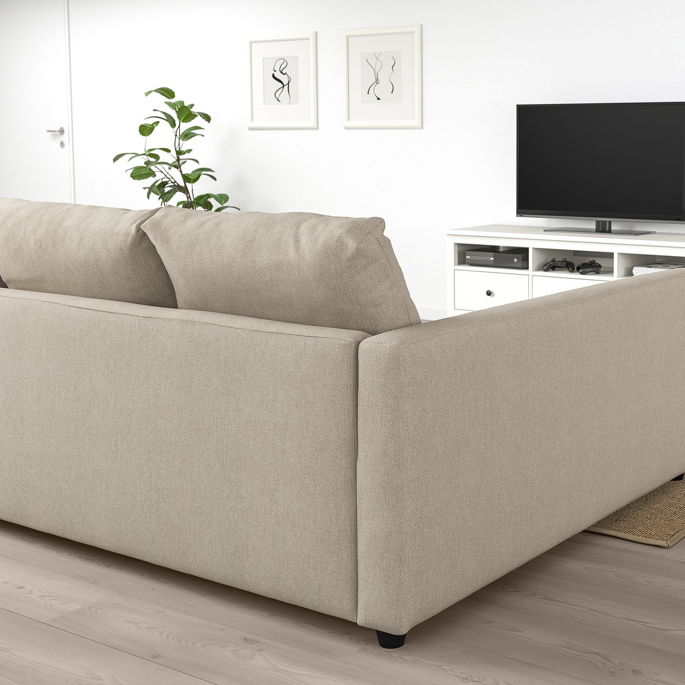 Friheten Corner Sofa Bed With Storage Hyllie Beige Ikea