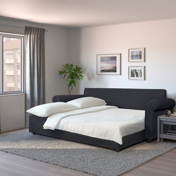 GAMMALBYN 3-seat sofa-bed, Gunnared dark grey