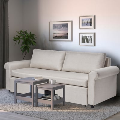 GAMMALBYN 3-seat sofa-bed, Kilanda light beige