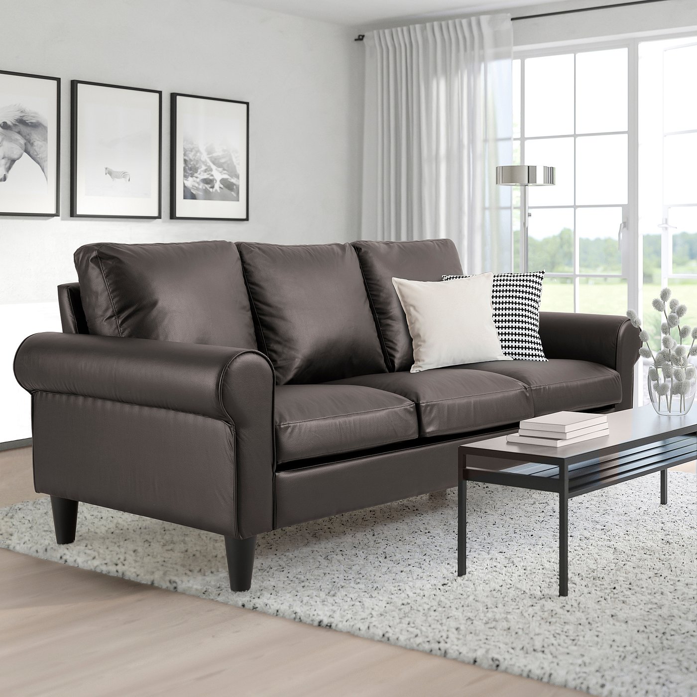 GAMMALBYN 3-seat sofa, brown - IKEA