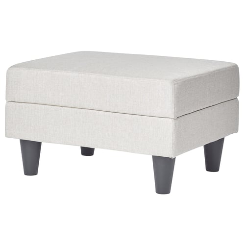 Gammalyn footstool, light grey, square, upholstered fabric.